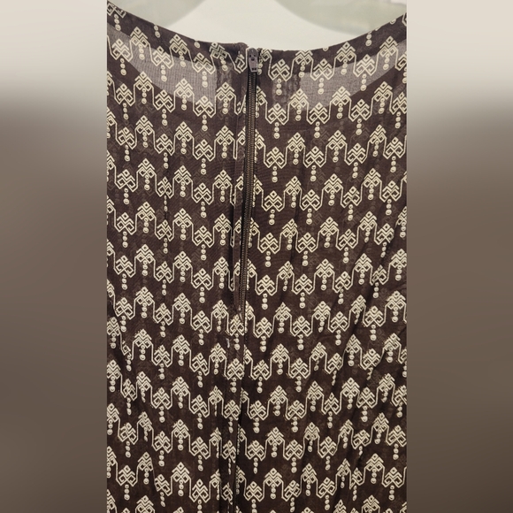 VINTAGE 70s 80s Elegant Everyday Brown Patterned Dress - Picture 3 of 12